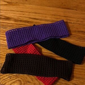 NWOT Set of 4 Crochet Headbands in Purple, brown, Red, and Black NWOT